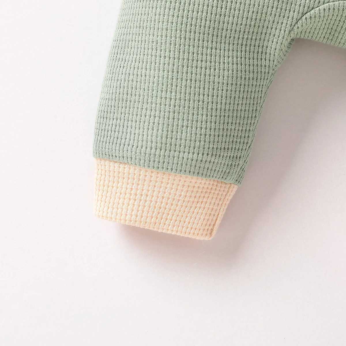 Clothing Sets Baby Boys Fall Long Sleeve Solid Single Breasted Green Casual Daily Jumpsuit Newborn-6M H241126