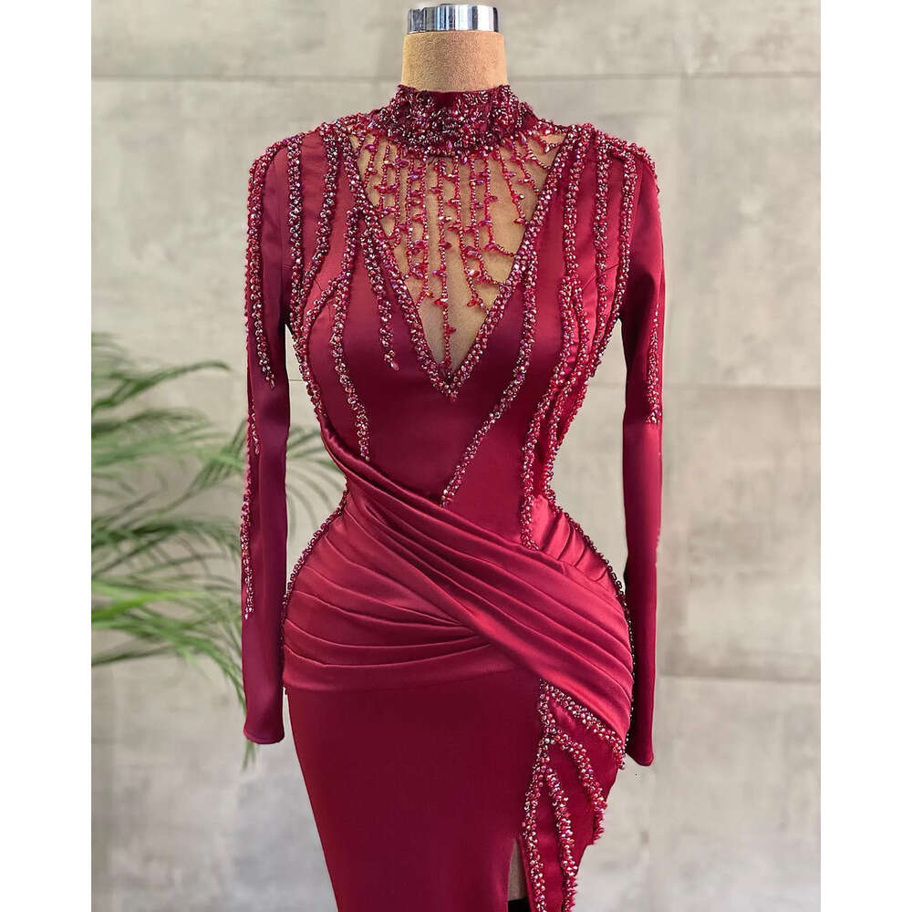Aso Arabic Plus Ebi Size Bury Mermaid Luxurious Prom Dresses Beaded Crystals Evening Formal Party Second Reception Birthday Engagement Gowns Dress
