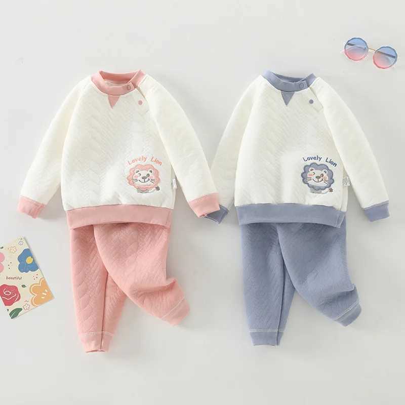 Clothing Sets Autumn Winter 1-3 Years Baby Thermal Underwear 2Pcs Set Pure Cotton Comfortable Kids High Waist Belly Protection Lounge Clothes H241126