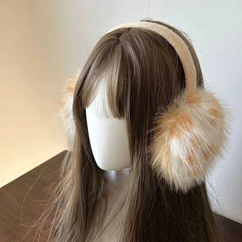 Y2k Leopard Faux Fur Earmuffs Folded Winter Warm Thickened Anti-freeze Women Janese Ear Protection Cycling Eaags AccoriesXJ241126