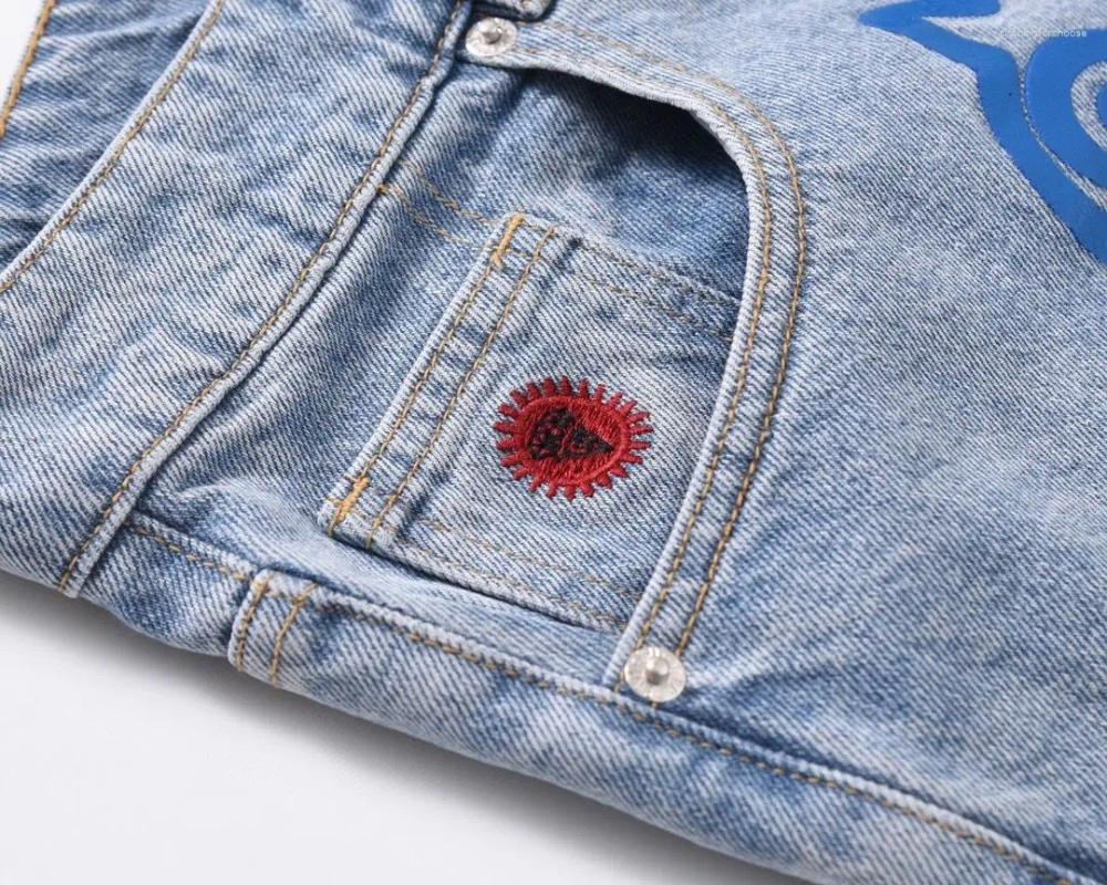 Men's Denim Shorts Hip Hop Style American High Street Trendy Casual Pants Personalized Y2K Dog Printed Three-quarter Pants Sports Streetwear