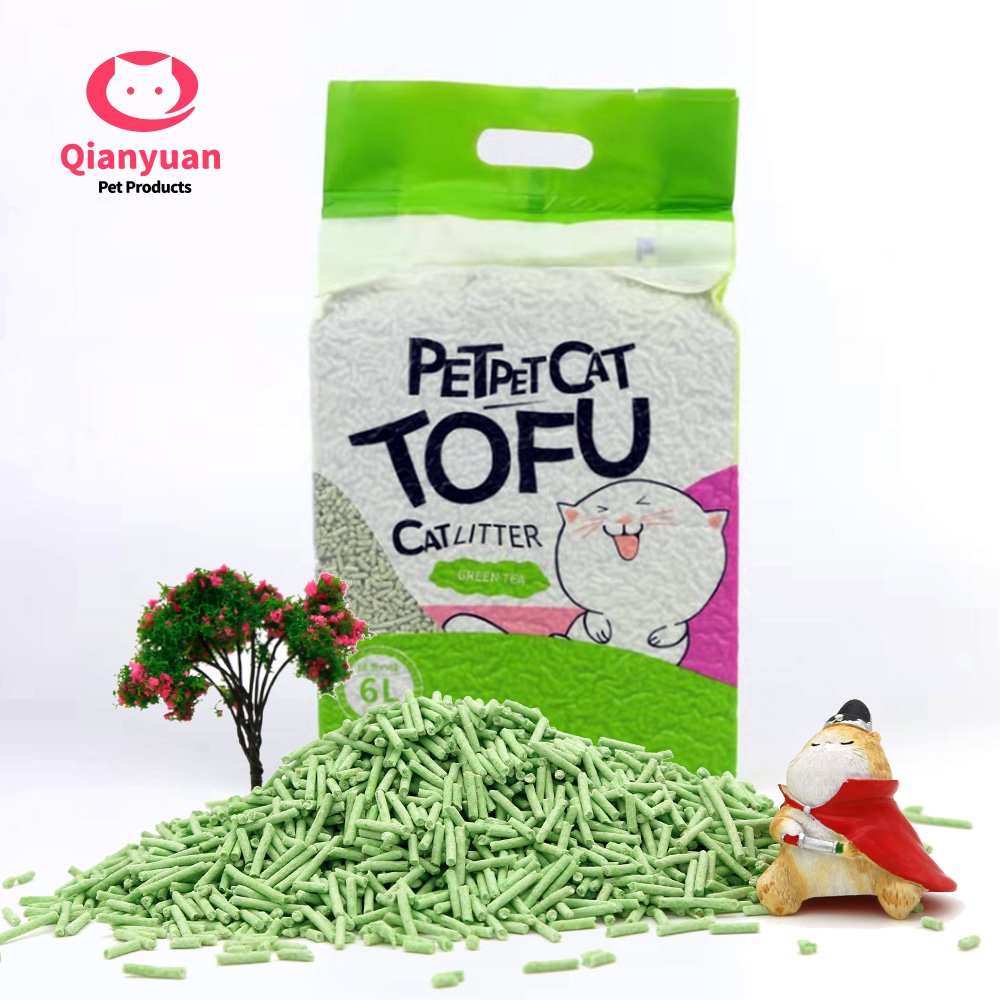 Degradable Clumping 1.5-3mm stripe shape Tofu cat sands Tofu Cat Litter In 6L
