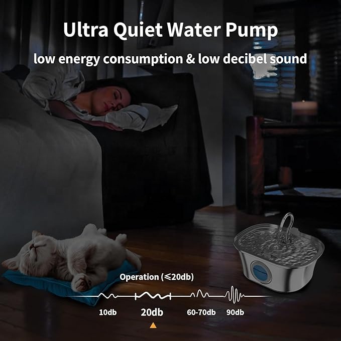OF Hot Selling 3.2L Stainless Steel Electric Dog Drinking Dispenser Mute Water Feeder Pet Water Fountain