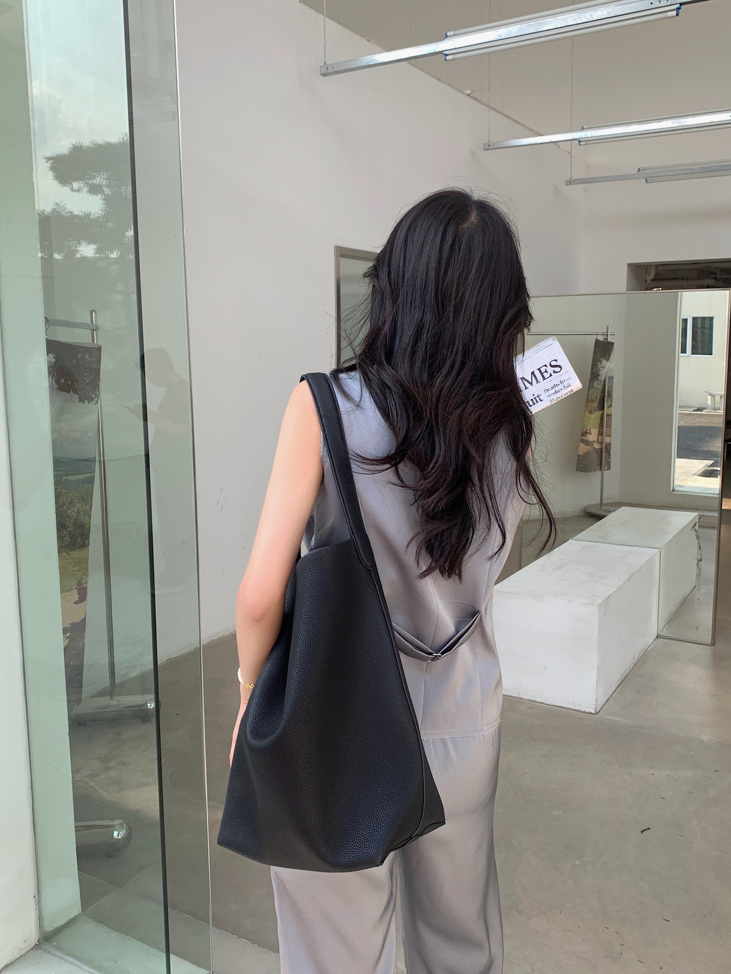 Soft Cowhdie Minimalism Women Bucket Elegant French Style Lady Large Tote Thick Real Leather Bag Vintage Style Genuine Leather