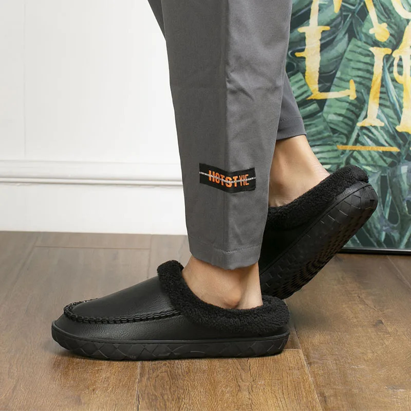 Home Men Slippers Winter Plush Warm Shoes Men Casual Flat House Indoor Bedroom Cotton Slides Comfort Slippers Men Big Size 49 50 241126