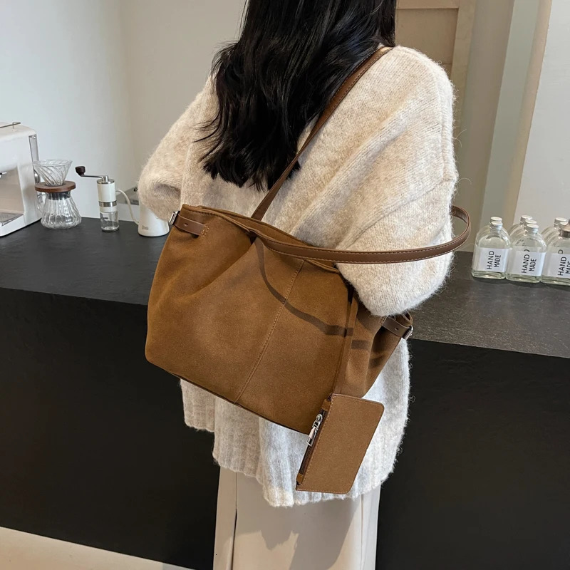 Suede Bags for Women Faux Handbag Large Tote Bag Shoulder Vintage Womens Fall Work 241125