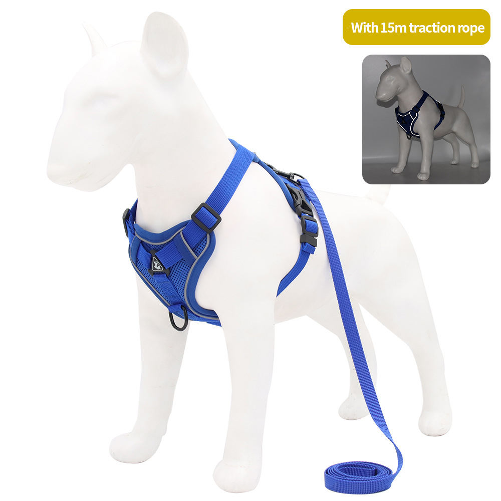Pet Supplies Reflective Nylon Adjustable Outdoors Dog Harness Collar Leash
