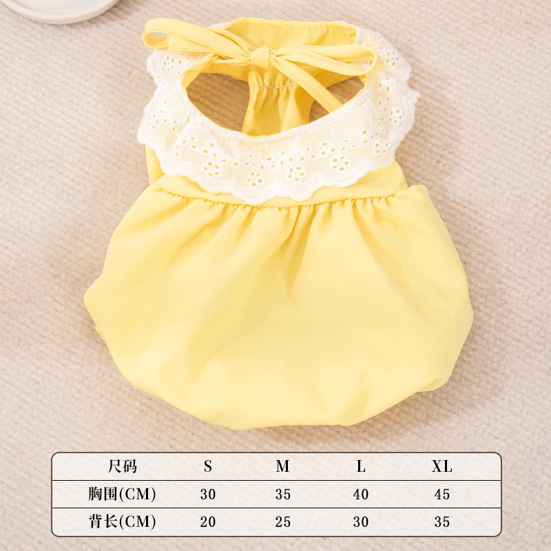 Spring Summer Cute Pumpkin lace Princess Dress Yorkshire Marzis Dog Cat Pet Clothes