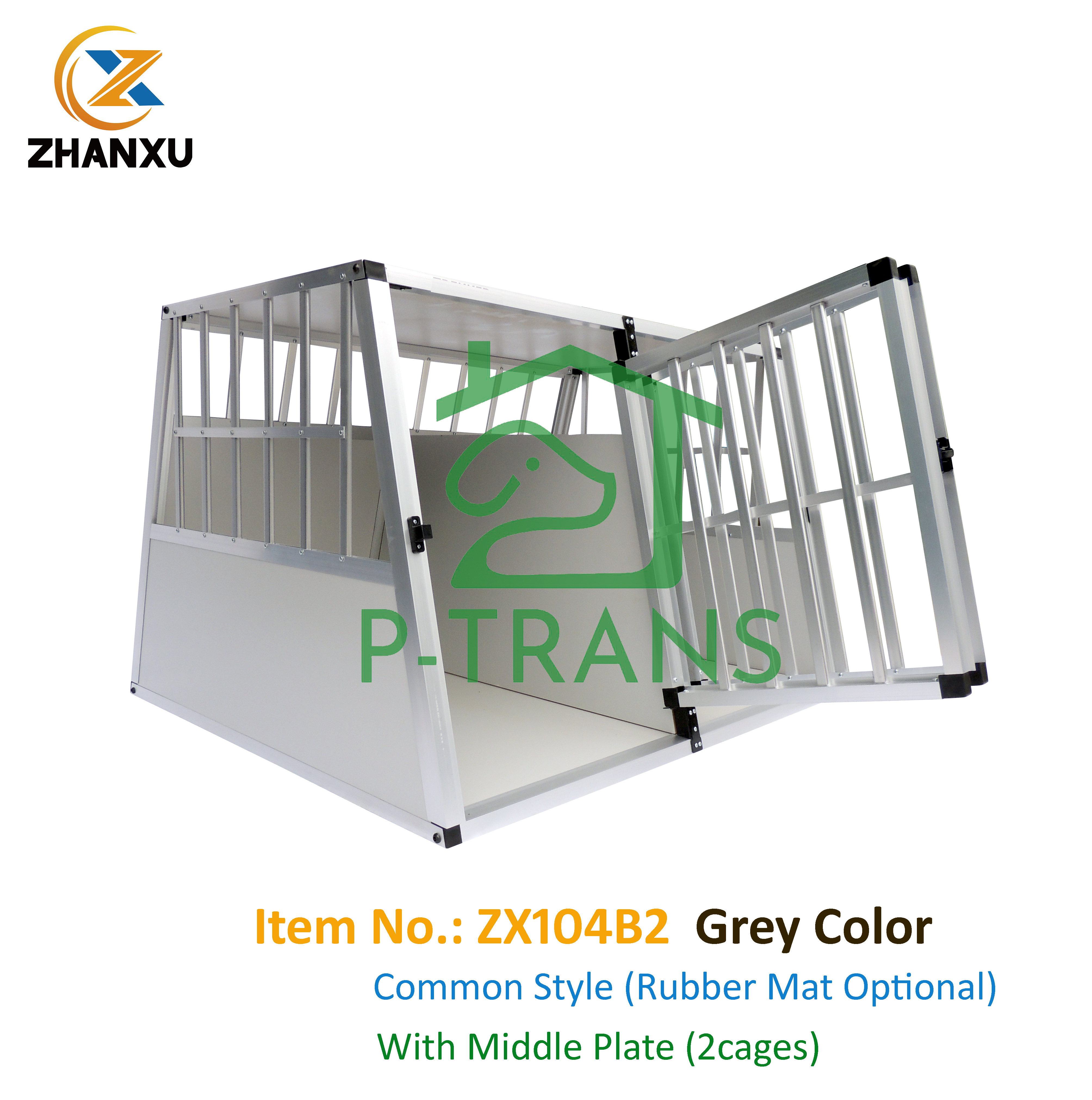 Dog Transport Box Aluminium Travel Car Cage ZX104B2-G-BL