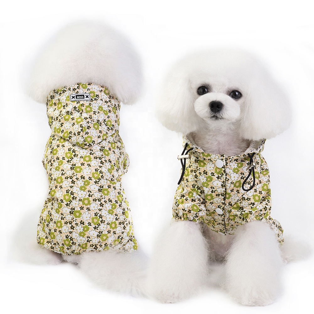 High Quality Hawaii Style Printed Waterproof Raincoat for Dogs Cats Eco-Friendly Floral Polyester Apparel for Summer Winter Use