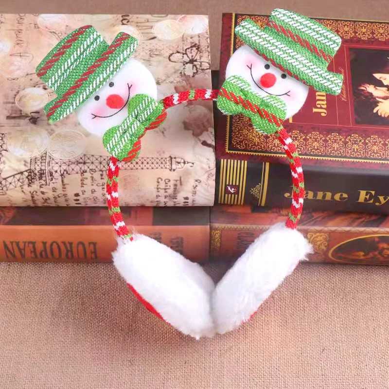 Snowman Santa Claus Earmuffs Christmas Soft Headband Winter Party Haiand Ear Cover Xmas Heaear New Year Gifts Warm HeadbandXJ241126