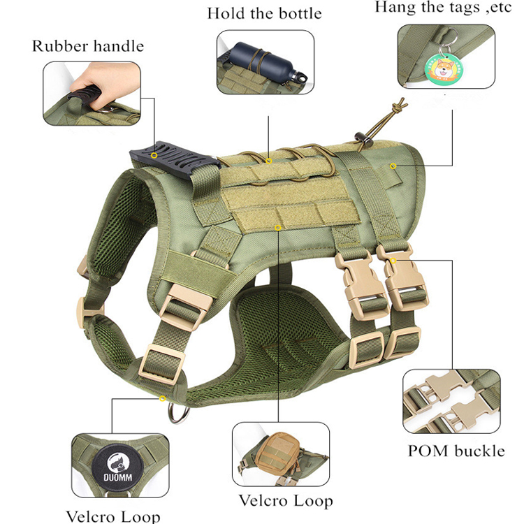 Factory wholesale high quality Pet harness Adjustable heavy duty k9 nylon waterproof tactical vest for dogs