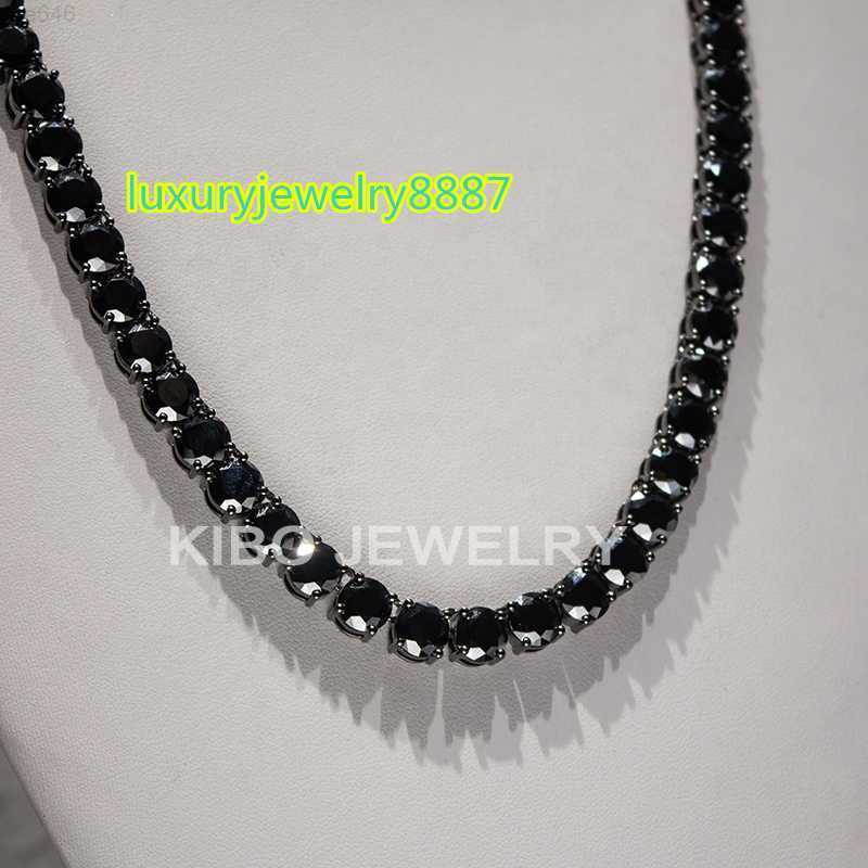 Gorgeous Sterg Sier Plated 8mm Round Cut Black Moissanite Tennis Chain