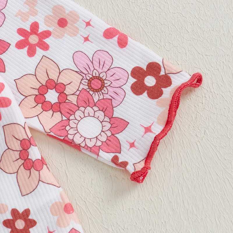 Clothing Sets Baby Girl Autumn Clothing Set Floral Print Crew Neck Long Sleeve Shirt Bell Bottoms Headband 3 Piece Outfit H241126