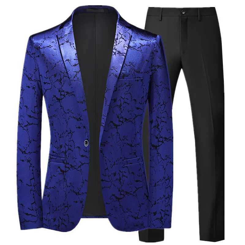 Mens Classic Jacquard Suit Set 2 Pieces (Blazer+pants) Business Fashion Brand Formal Dress Banquet Wedding Suit Set Size 6XL-M X250704