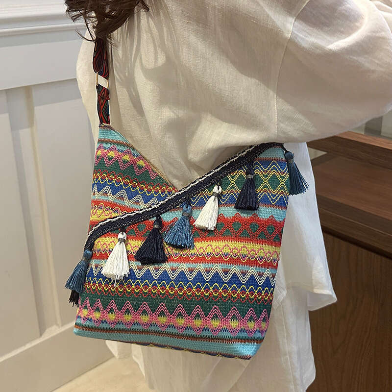 Advanced ethnic style handbag 2024 new commuter tote Instagram large capacity single shoulder crossbody bag for women