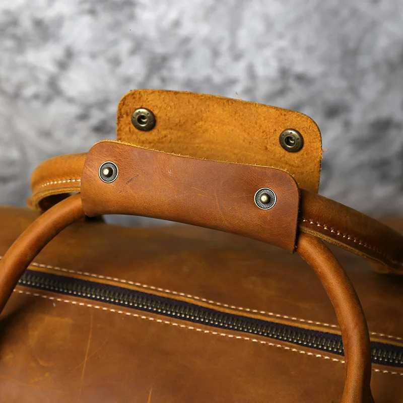NZPJ mens vintage leather travel bag one layer denim large capacity travel bag business travel handbag shoulder messenger bag 241125