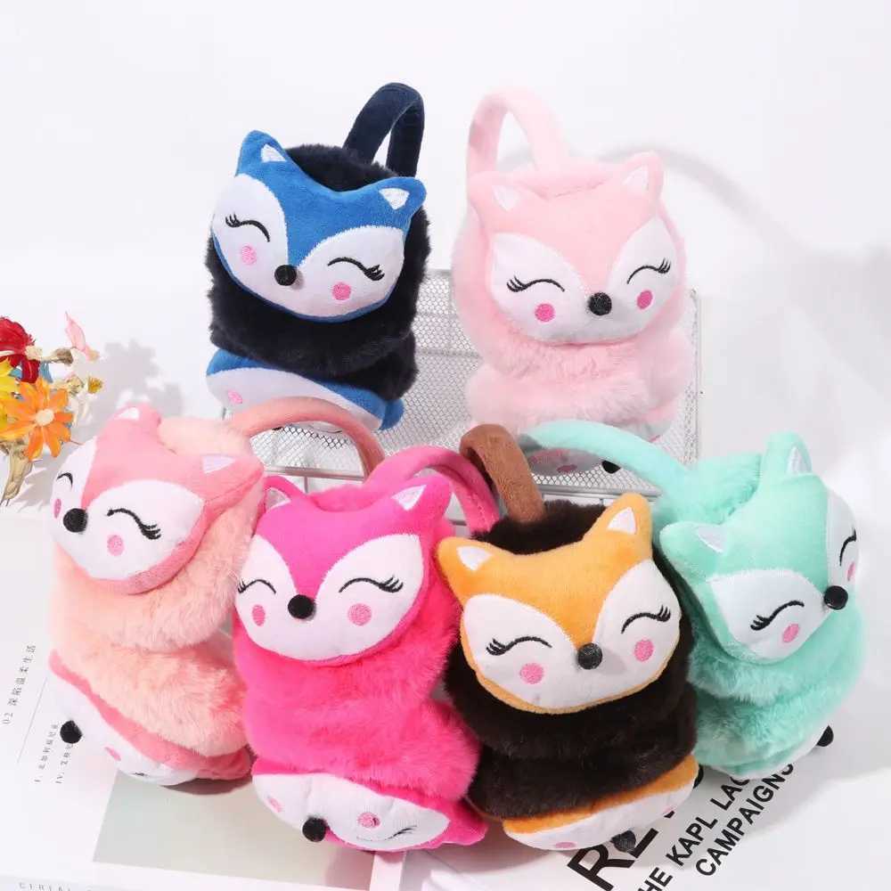 New Cartoon Fox Winter Warm Earrings Soft Plush Thick Adjustable Earrings Mens and Womens Earrings Warm Earrings W241126