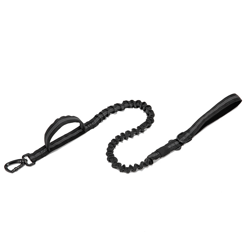 Manufacturer Nylon Tactical Double Handle Bungee Leash Adjustable Pet Dog Training Leash with Reflective Rope