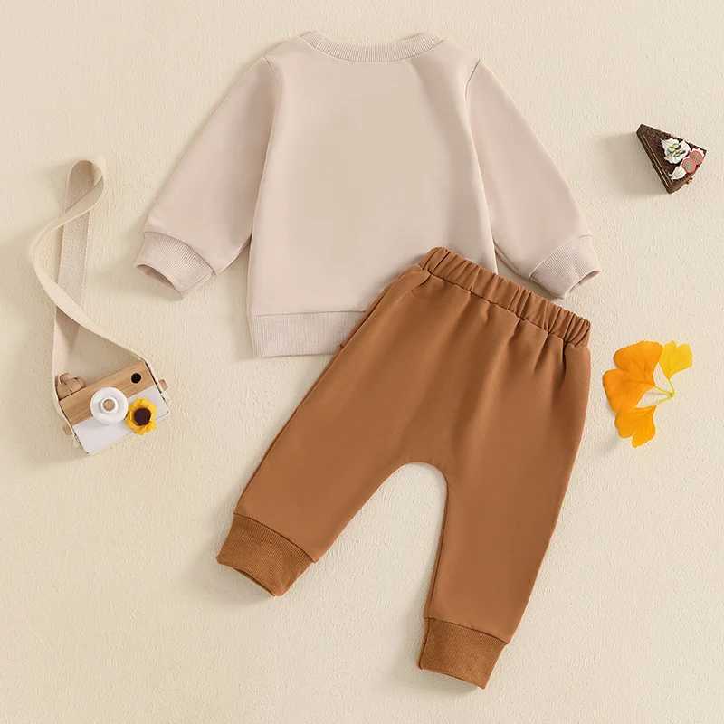 Clothing Sets Adorable Baby Thanksgiving Clothes Set with Cute Embroidered Sweatshirt and Solid Pants for Toddler Boys and Girls H241126