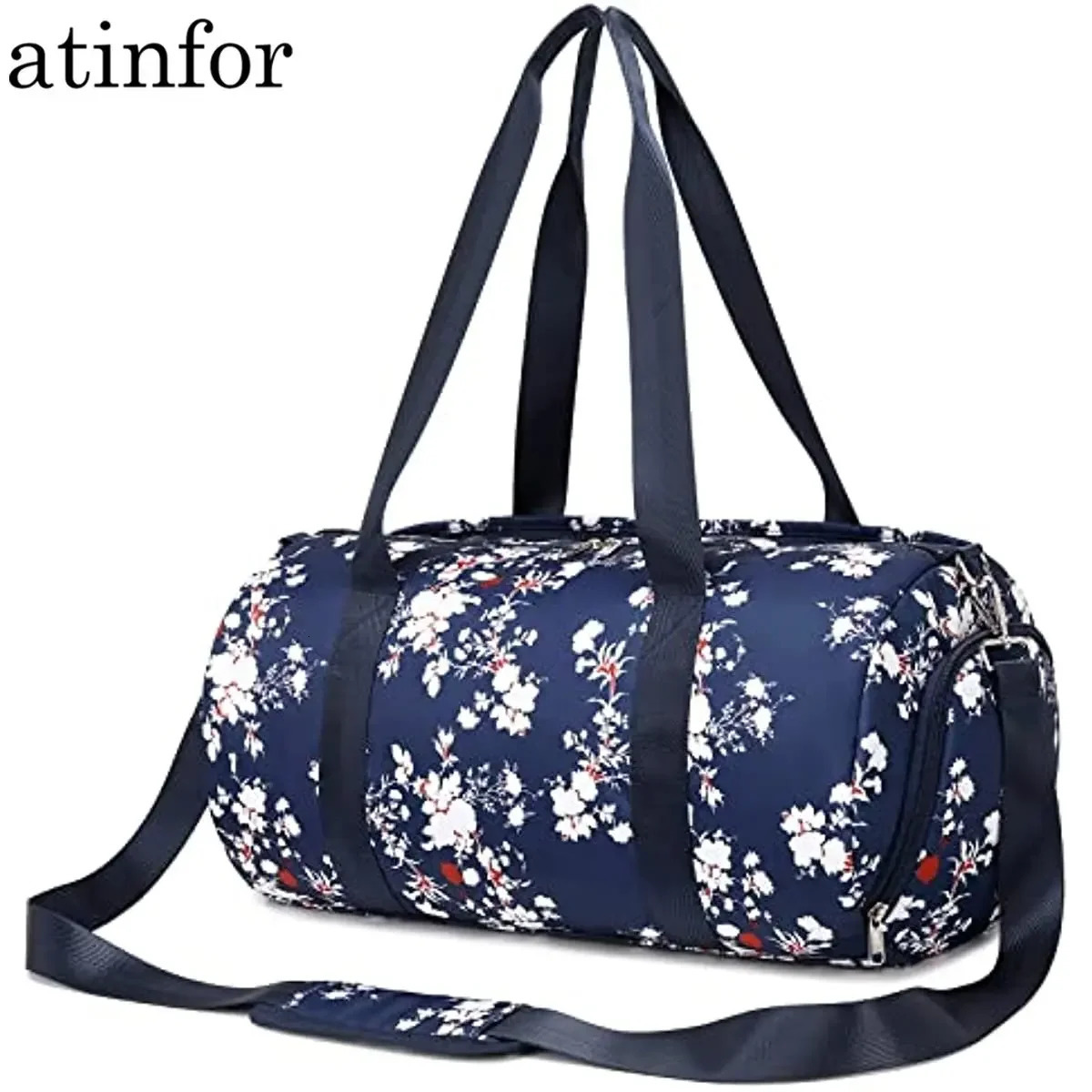 atinfor Printing Traveling Bag Women Workout Duffel Bag Fitness Bag with Wet Pocket and Shoe Compartment Plum Blossom Flower 241114