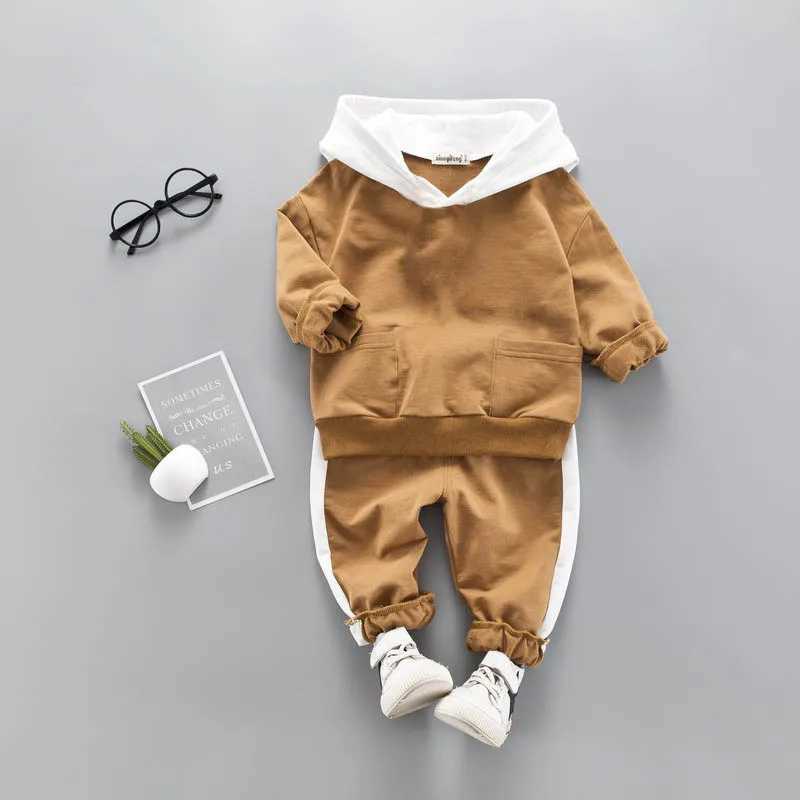 Clothing Sets Children Active Clothing Autumn Spring Toddler Boy Sports Set Baby Hoodie Letter Top Pants 2pcs Outfit Kid Solid Color Tracksuit H241126