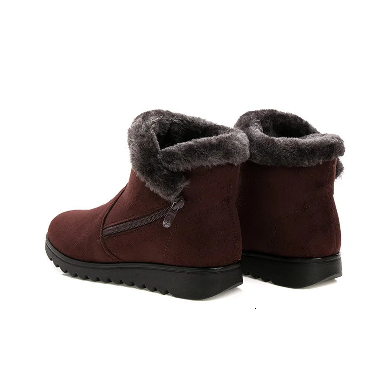 WOIZGIC Womens Old Mother Snow Shoes Boots Platform Wool Fabric Zipper Winter Plush Warm Round Toes 241126