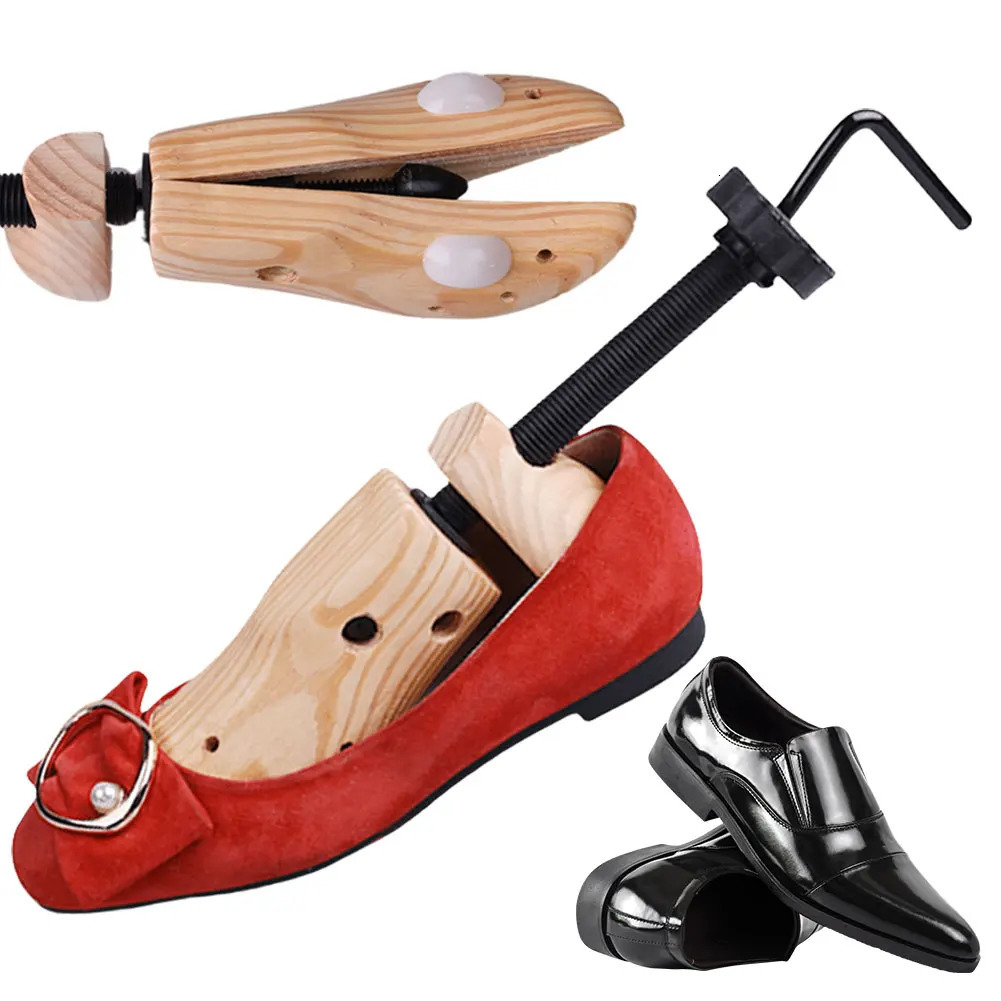 Wooden shoe stretching machine with adjustable length and wide shoe tree shape frame professional mens and womens shoe rack 241126
