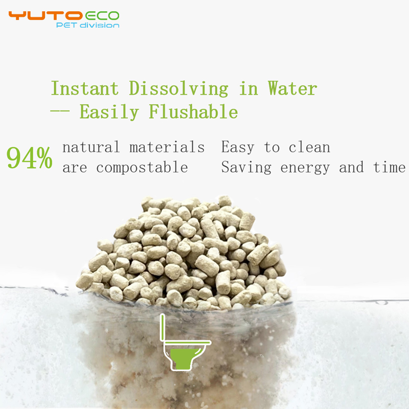Low Tracking Plant Fiber Cat Litter Natural Flushable Fast Clumping Strong Water Absorption Deodorizing Fast Drying Cat Litter