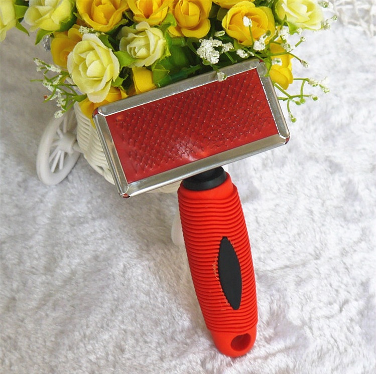 Hot Sale Soft Grip Thick Handle Pet Dog Cat Animal Puppy Soft Stainless Steel Pins Slicker Brush