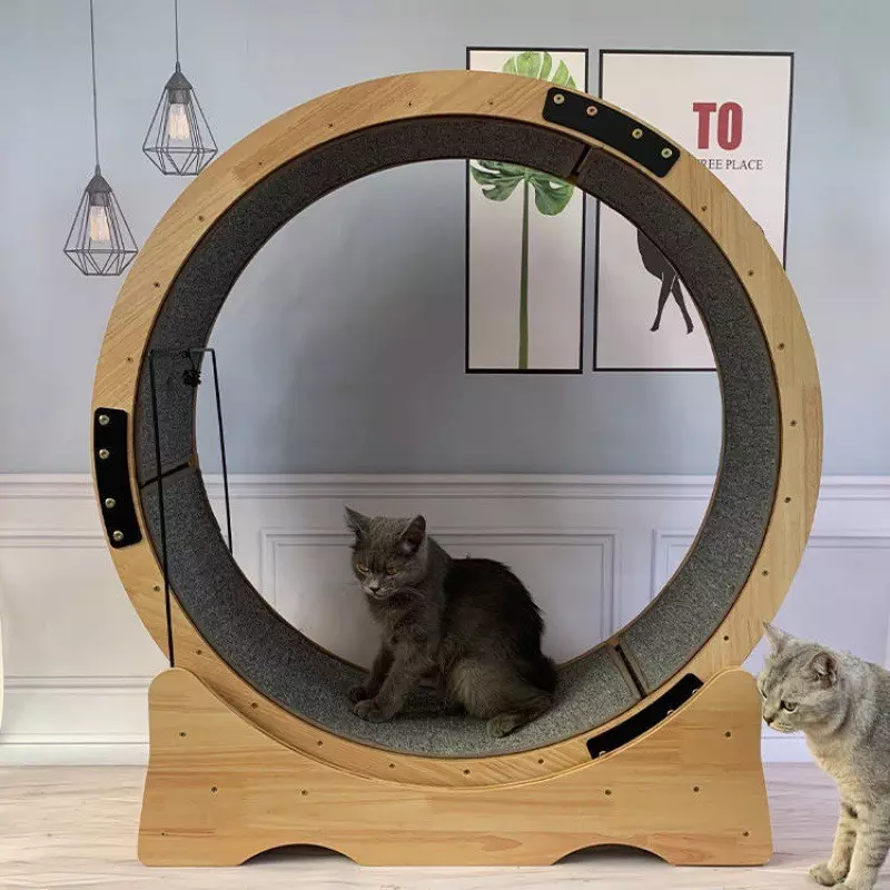 Customized Pet exercise treadmill Large cat treadmill leisure toy solid wood fitness wheel cat scratching board