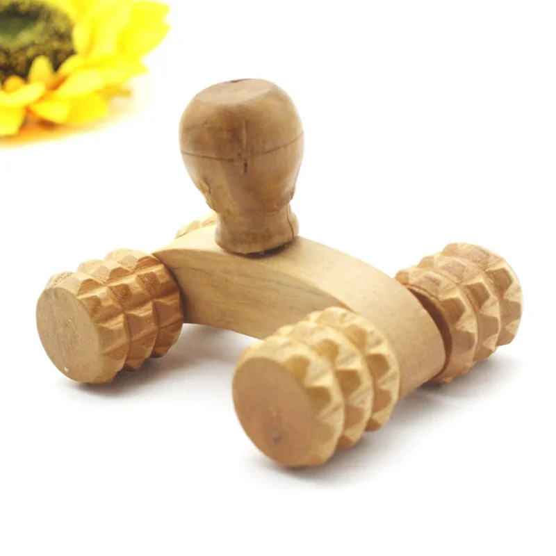 2024 Solid Wood Full-body 4 Wheels Wooden Car Roller Relaxing Hand Massage Tool Reflexology Face Hand Foot Back Body Therapy Productfor