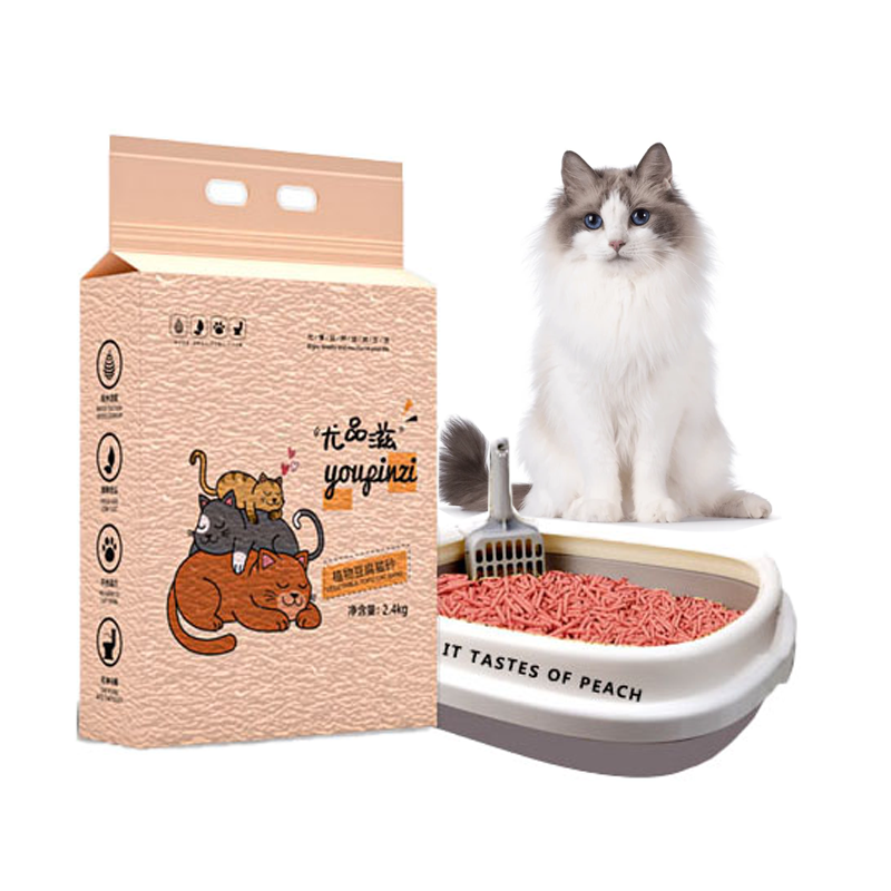 Dust-Free Kitty Litter Fast Drying Ultra Absorbent Clumping Smell Peaches Odor Control Less Tracking Dust-Free Tofu Cat Litter