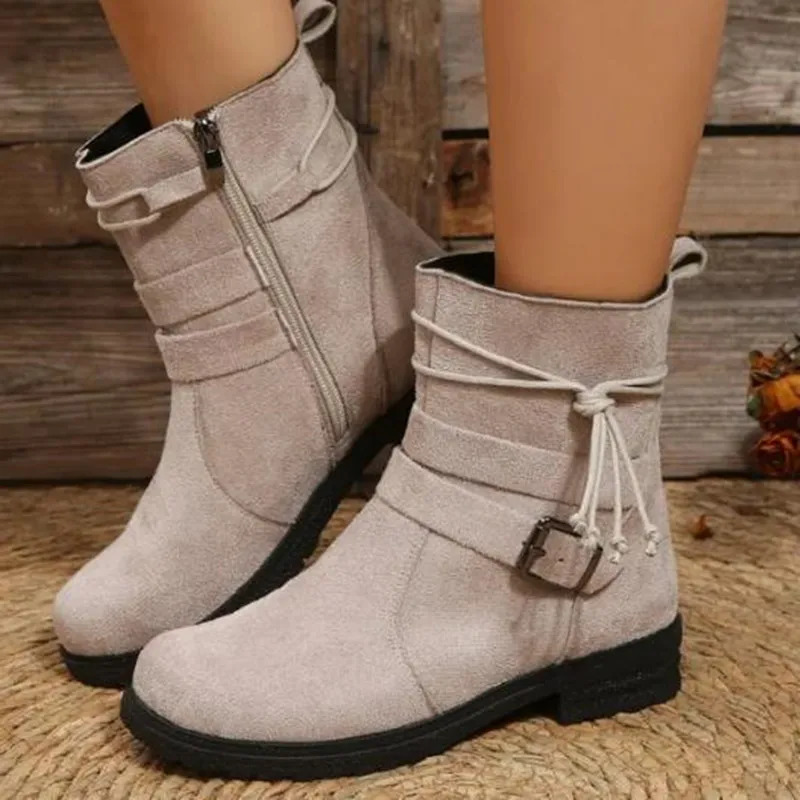 2025 Women Chelsea Boots Ankle Retro Shoes Suede Autumn Winter Goth Casual Motorcycle Boots Gladiator Walking Zapatos Mujer 241126