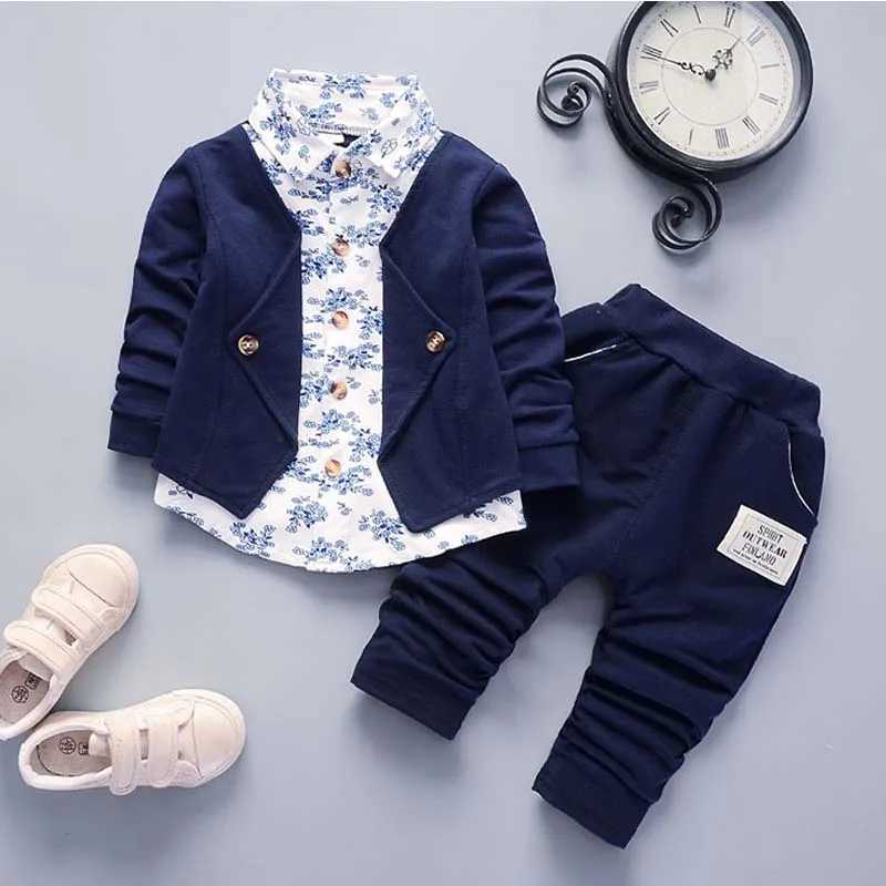 Clothing Sets Spring Autumn Boys Clothes Infant Gentleman Suit Toddler Children Flower Coat Pants 2Pcs Sets Kid Casual Tracksuits For Baby H241126