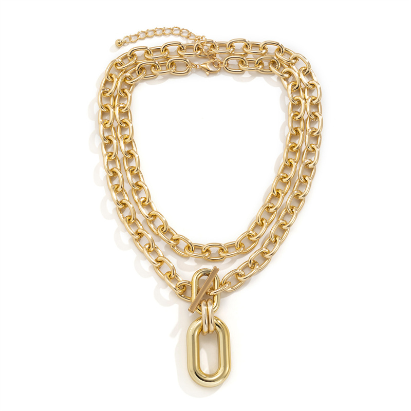 Punk Multi Layer Cuban Link Chain Choker Necklace for Women Girls Lightweight CCB Chunky Chain Link Necklace Statement Hip Hop Jewellery