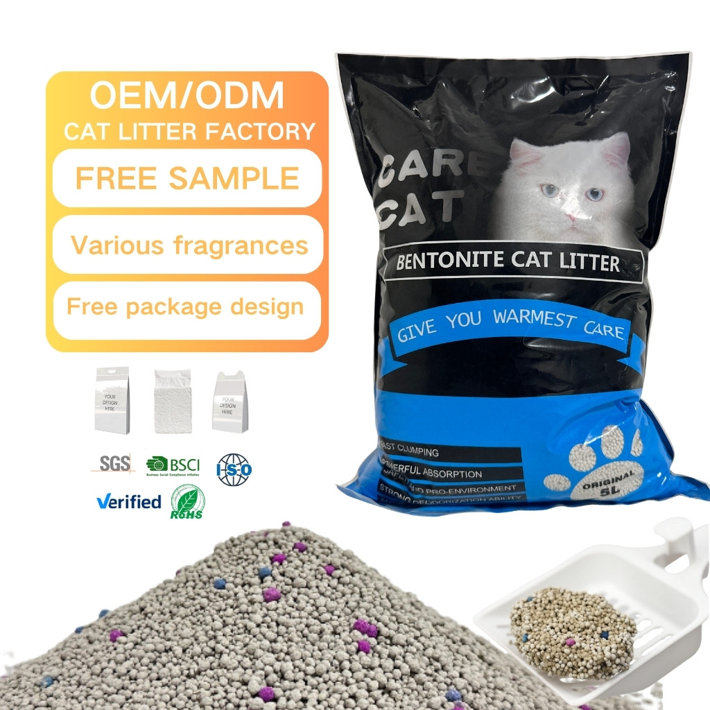 Factory Direct Low Price Customizable High Sales Fast Clumping Low Dust Easy To Clean Up High Absorbency Bentonite Cat Litter