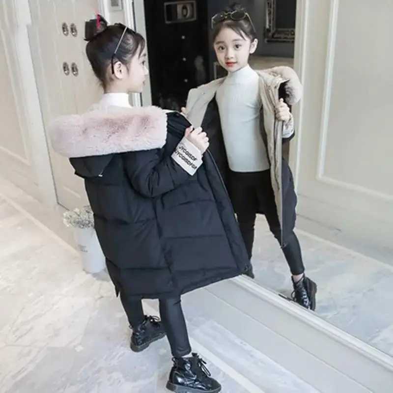 Down Coat 2024 new brand Children Girl Jacket Thick Long Winter Warm Fashion parka Hooded Outerwear Clothes For Kids girls clothing H241123TUDI