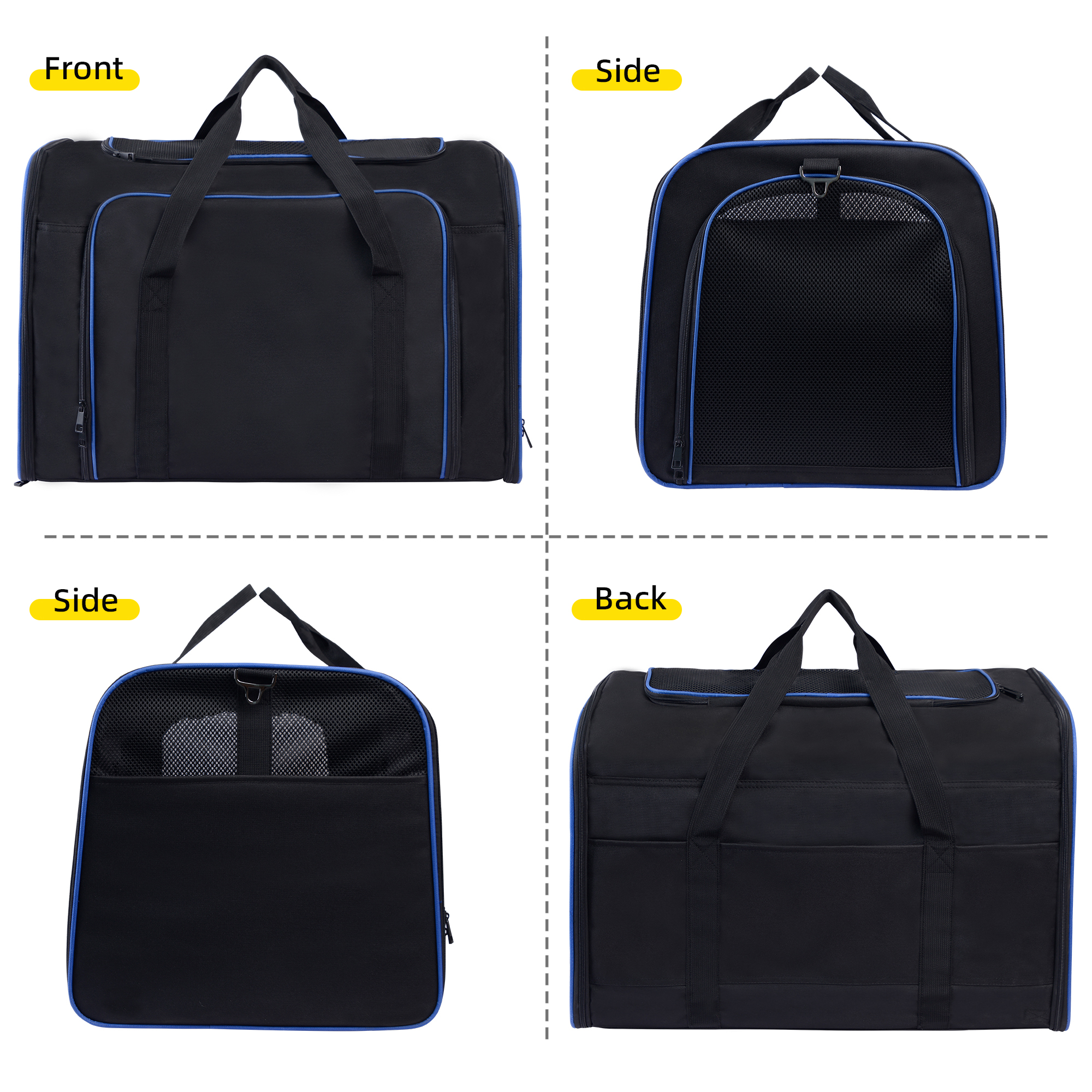 Wholesale Outdoor Pet Travel Carrier Bag Folding Pet Cage for Medium Cats Dogs with Locking Safety Zippers