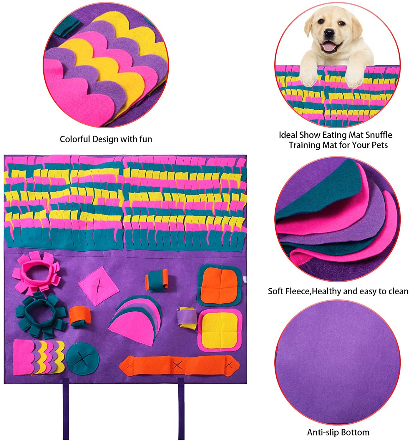 Jhome Pet Dropshipping Velvet Large Pet Snuffle Mat Slow Feeding Training Fleece Nose Work Snuffle Mat for Dogs
