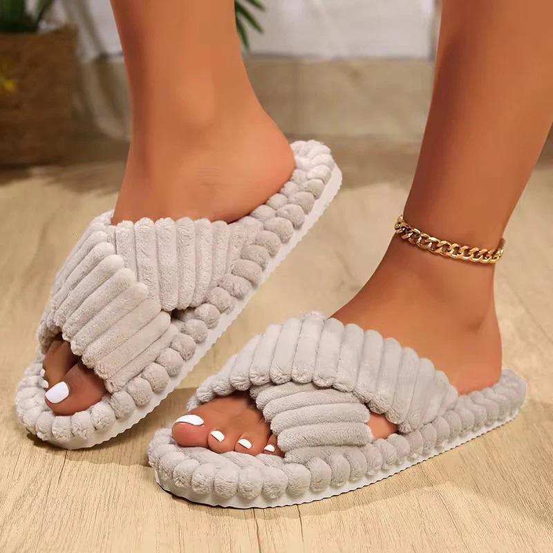 Womens Corduroy Bow Living Room Slippers for Home Use Soft and Casual Autumn and Winter Silent Light EVA Anti slip Bone Slippers 241126