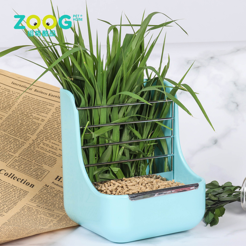 Hay and Food Feeder Bowls Manger Rack for Rabbit Guinea Pig Chinchilla and Other Small Animals