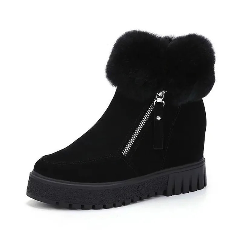 Winter Waterproof Plush Fur Ankle Boots Women Fur Zipper Warm Snow Boots Non-slip Cotton Boots for Women Bota Feminina 241114