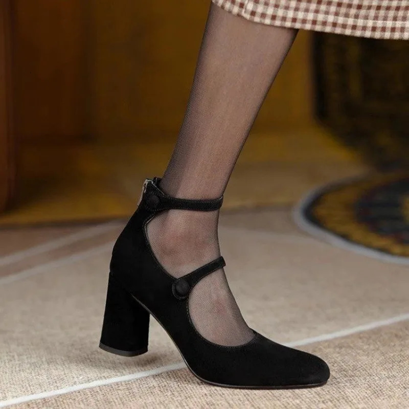 High Heel Women Shoes Platform Women Dress Shoes Mary Jane Shoes Thick High Heels Party Woman Round Toe Chunky Heels 241126