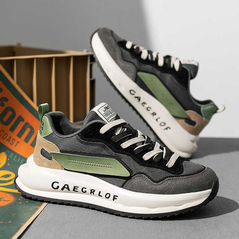 High Quality Cold sticky mens shoes spring new ultra fiber leather surface fashionable Forrest Gump shoes thick sole height increasing low top two ton