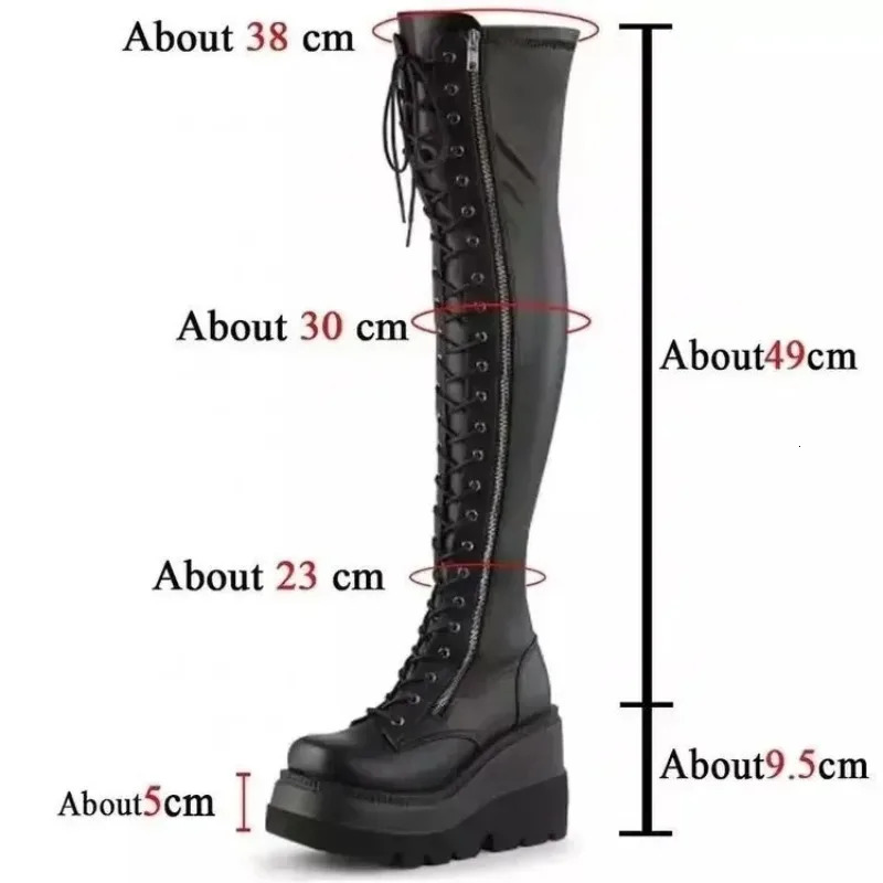 Wedges Long Boots for Women Autumn Winter Over-the-knee Boots Cosplay High Platform Women Boots High Heel Gothic Botas Altas 241114