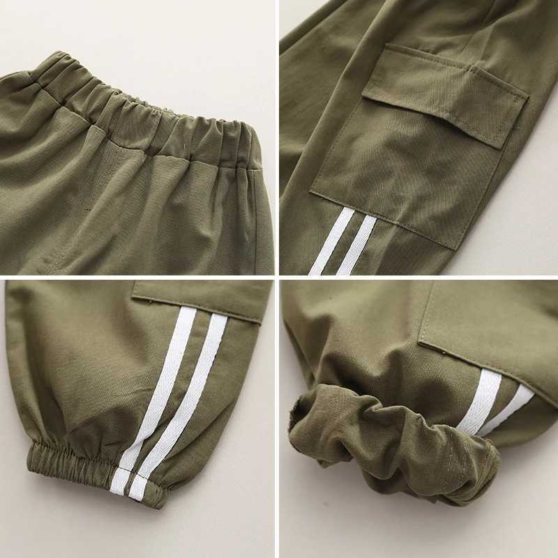Clothing Sets Spring Autumn Children Clothing Set Baby Boys Patchwork Lapel Shirt + Cargo Pants 2Pcs for 1-5 Years Kids Casual Tracksuit H241126