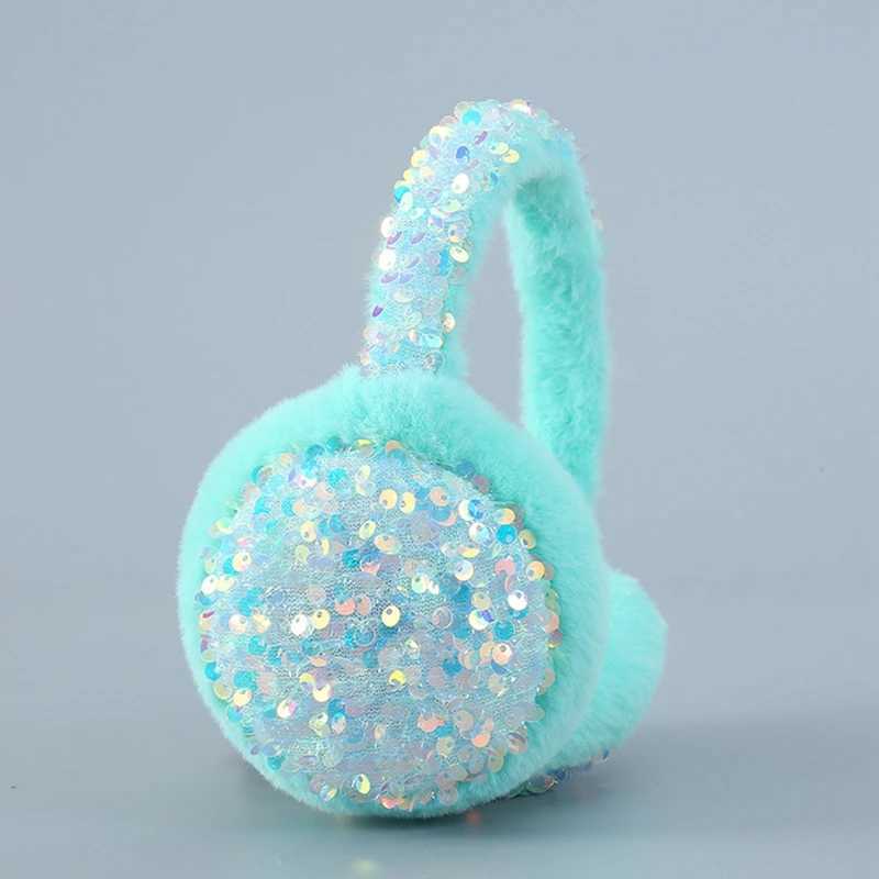 Winter Warm Earmuffs ly Women Girl Fur Winter Ear Muffs Earc Glitter Sequin Earmuffs Headband Soft Fluffy EarcXJ241126
