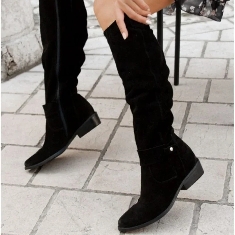 Selling Retro Women Boot Large Size43 Suede High Women Boot Winter Boot Women High Heel Allmach Knee Length Boot Botas Mujer 241114