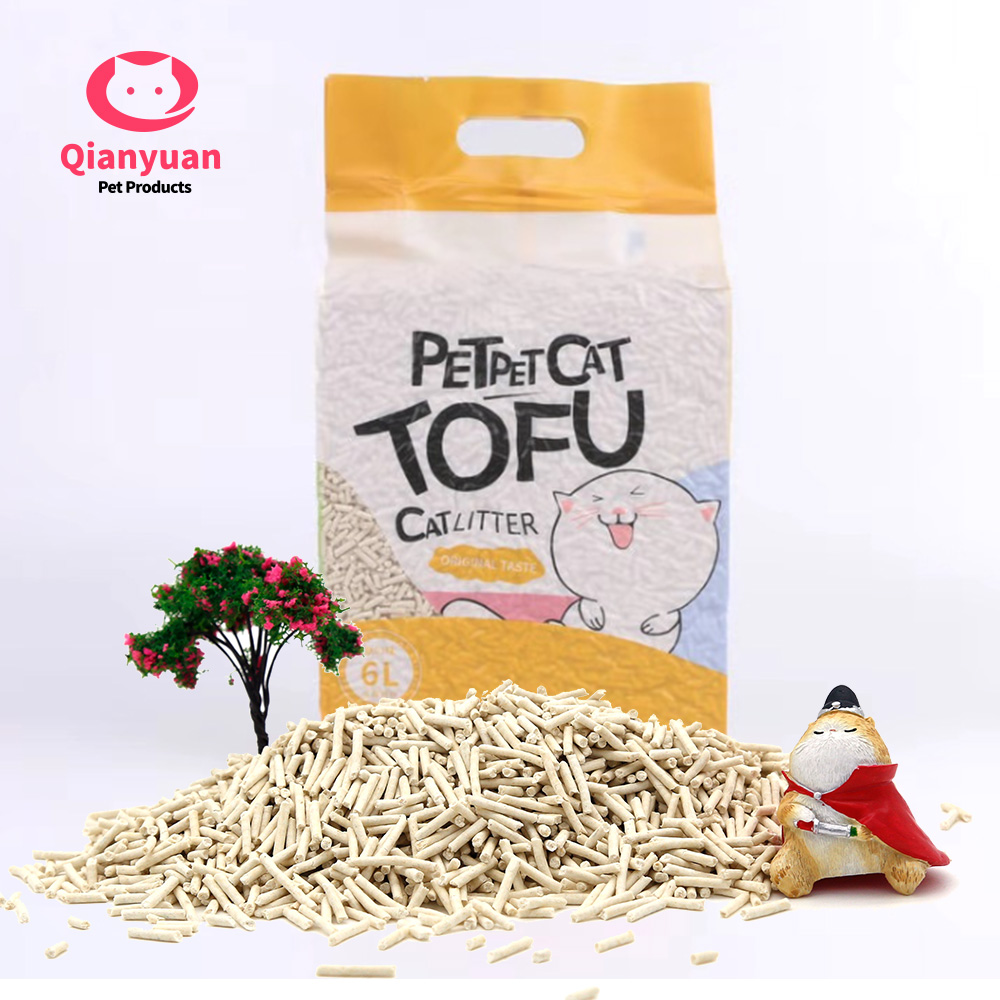 Degradable Clumping 1.5-3mm stripe shape Tofu cat sands Tofu Cat Litter In 6L